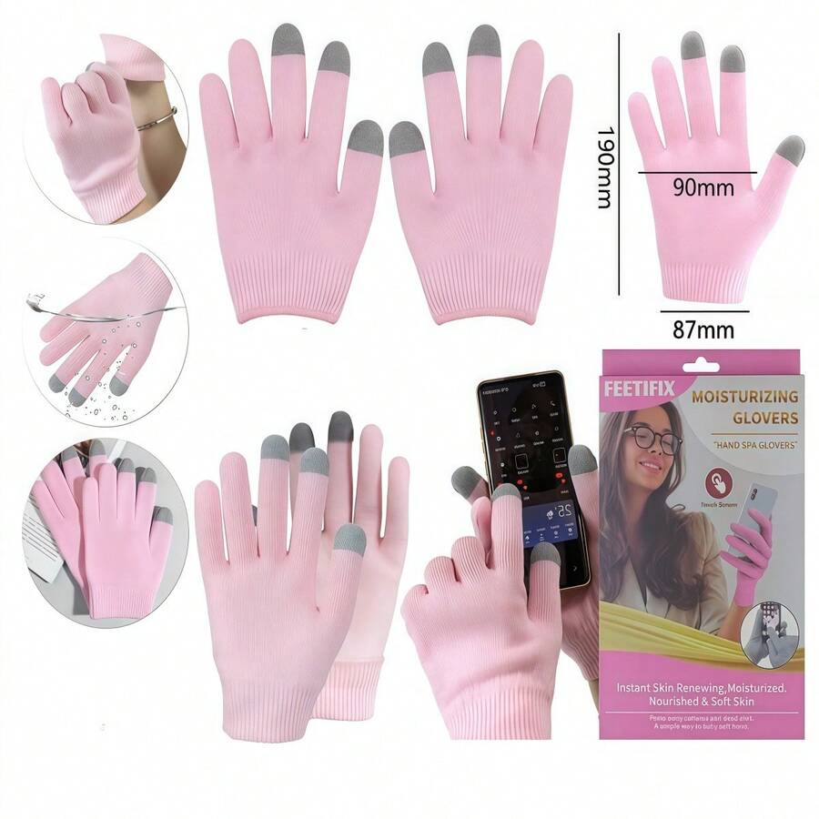 Par de Luvas Hidratante em Gel Para Mãos Rachadas Ressecadas Esfoliante Hidratação 19x13cm - D.K.L - Multicolorido - Visão 1