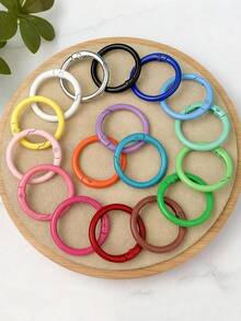 10/20/50pcs 33mm Colorful Metal O-Ring Spring Clasp Openable Round Carabiner Key Ring Hook Dog Chain DIY Jewelry Connector Macaron Color - Multicolor - View 2