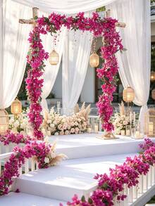 1/2pcs Artificial Bougainvillea Garland, Faux Silk Bougainvillea Vine Long Plant, Home Room Wall Decor, Wedding Decor, Bedroom Decor, Tabletop Decor, Birthday Party Decor, Garden Decor, Indoor/Outdoor Universal, Spring/Summer Decor - Multicolor - View 4