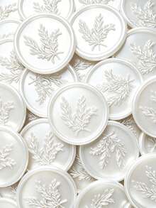 30pcs Pearl White Rosemary Wax Seal Stickers, Self-Adhesive Envelope Seals, Suitable For Wedding, Party, Birthday, Christmas - Rosemary Pearlescent White - View 1