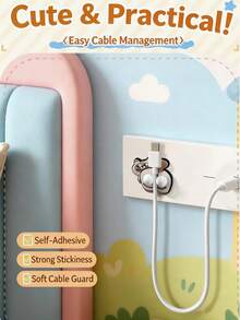 2pcs Data Cable Organizer Cute Egg Cat Cable Management Clip, Creative No-Drill Cable Holder For Office Desk, Computer Desk, Multi-Function Office Cable Organizer, Suitable As Gift - Multicolor - View 8