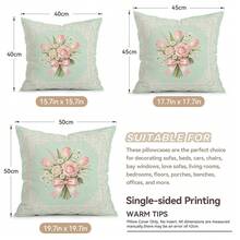 4pcs French Lace Border Floral Pattern Pillow Covers Without Inserts, Single-Sided Printed Pillow Covers, Suitable For Living Room Bedroom Home Decor, All Season Pillow Covers - Multicolor - View 3