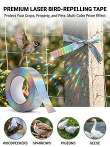 Double-Sided Laser Bird Repellent Tape, Holographic Reflective Bird Deterrent Ribbon, Weather-Resistant Outdoor Bird Protection Supplies For Garden, Balcony, Farm, Yard, Fruit Trees, Green Plants And Crops - Multicolor - View 4