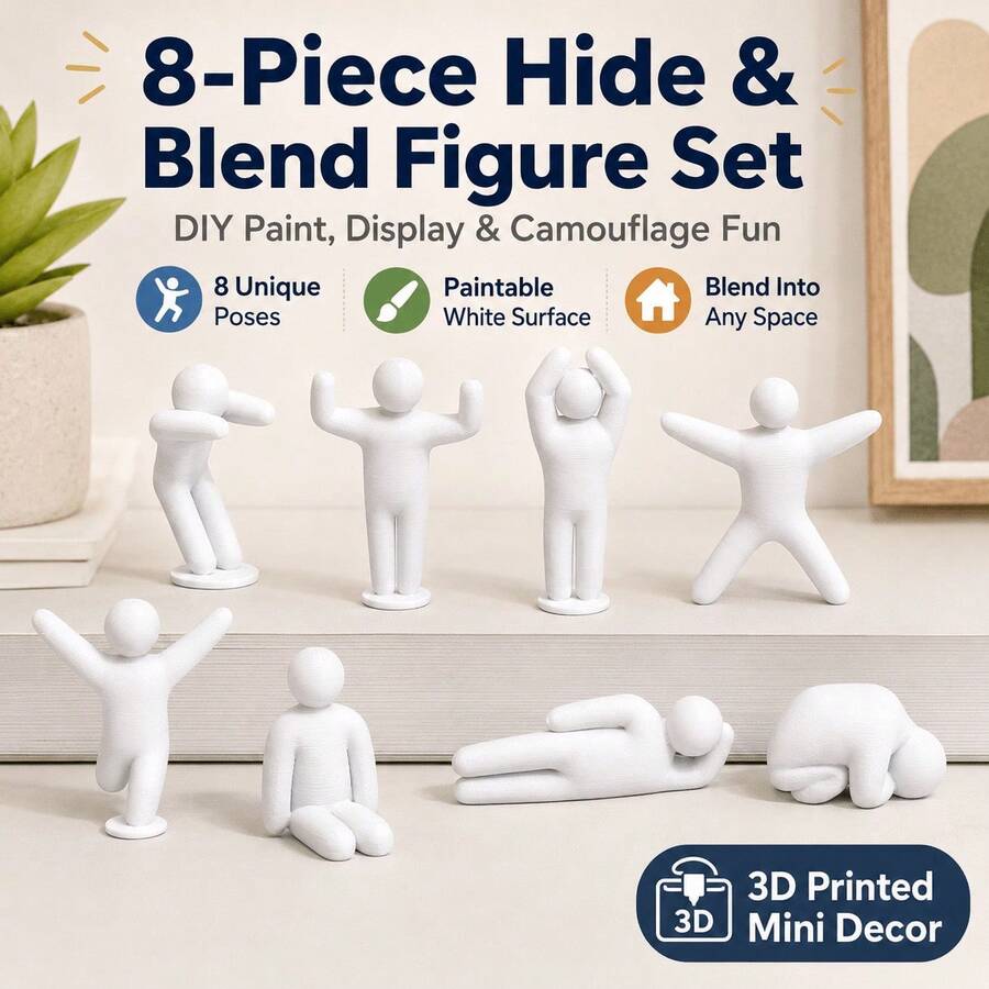 新款 3D 列印迷你辦公伴侶,上班族必備桌面裝飾,創意辦公減壓擺飾,可自定義 DIY 顏色,提升心情的裝飾品,派對與聚會裝飾,生日禮物,節日禮物,隨機動作款 - 彩色 - 查看 1