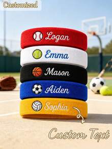 Customizable Sweatband - Personalized Text/Name - Breathable Sports Headband, Suitable For Gym, Running, Tennis And Other Sports - Multicolor - View 3