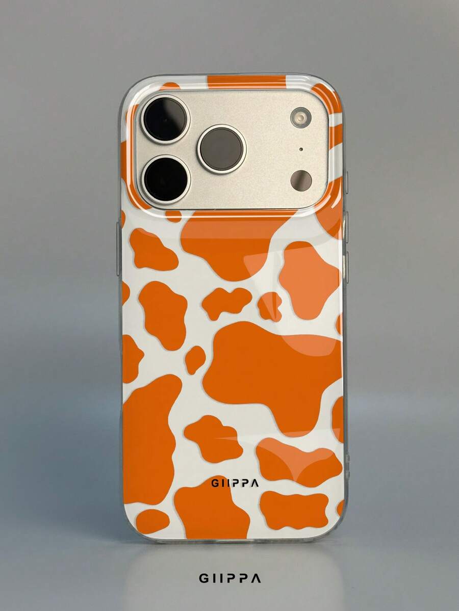 GIIPPA 1件裝橘色不規則圖案設計手機殼,適用於Phone 17 Pro Max,相容Phone 16 Pro Max、15 Pro Max、14 Pro Max,韓系高端時尚趣味手機殼,相容11/12/13/14/15/16 Pro Max Plus,優雅設計男女皆宜,適合送給女友的聖誕節、情人節、復活節、婚禮季與生日完美禮物 - 橘色 - 查看 1
