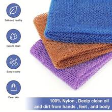 African Long Hole Bath Sponge Set (Includes 2 Hooks) | Exfoliating Back Scrub Brush With Hanging Rope, Soft And Skin-Friendly, Home Bathing Supplies, Body Scrub, African Net Sponge, Exfoliating Glove, Bath Accessories, Back Scrubber, Shower Brush - Multicolor - View 3