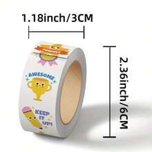 500pcs/Roll Cartoon Motivational Stickers, Classroom Atmosphere Enhancement Stickers, Inspire Learning Desire - Multicolor - View 2