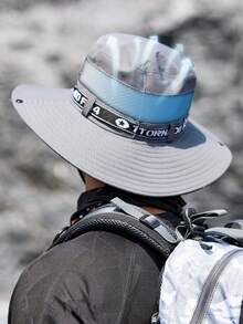 1 pieza Sombrero de cubo con bordado de montaña vintage, ala ancha, unisex, malla transpirable plegable, ala ajustable de doble uso con cordón a prueba de viento, sombrero de sol para verano, senderismo, trekking, pesca, camping y viajes - A - Ver 5