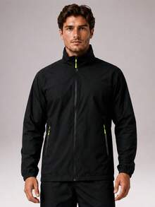 CZRLHYT Men's Comfortable Stand Collar Jacket, Zip Closure, Long Sleeve, Business Style, Suitable For Outdoor Activities And Casual Wear - Black - View 5