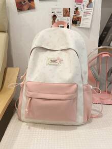 Women's Striped Print Backpack, Student School Bag, Waterproof Casual Backpack, Multi-Pocket Design, Suitable For School And Weekend Travel - Multicolor - View 17