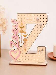 1pc Customized Wooden Letter Earring Stand, Personalized Jewelry Display Stand, Ear Stud Storage Rack, Desktop Storage Rack, Suitable For Placement On The Dressing Table. Suitable As Birthday Or Bridesmaid Gifts. - Multicolor - View 31