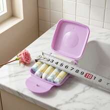 1/2/5 piezas Caja de almacenamiento cuadrada para toallas sanitarias, tapa abatible con cerradura, estuche de plástico impermeable, compacta y portátil, conveniente para viajes de damas - Contiene tampones y toallas sanitarias - Multicolor - Ver 10
