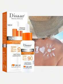 SPF90 PA++++ High Protection Sunscreen Serum, Long-Lasting Waterproof & Sweat-Resistant UV Protection Sunscreen, Lightweight Breathable Non-Greasy Texture, Organic Skincare Face & Body Outdoor Beach Daily Sunscreen Lotion - White - View 2