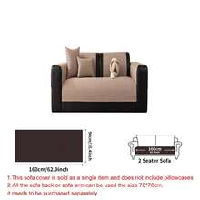 SANMOSPIN 1PC Linen Fabric Solid Color Minimalist Style Waterproof Sofa Cover, All-Season Versatile Comfortable Sofa Cushion, Suitable For 1-4 Seater Sofa In Bedroom, Living Room, Study, Office, Home Decor - Coffee Brown - View 15