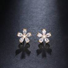 1 Pair Elegant Fashion Cubic Zirconia Stud Earrings Suitable For Women's Daily, Holiday And Vacation Wear - Gold - View 6