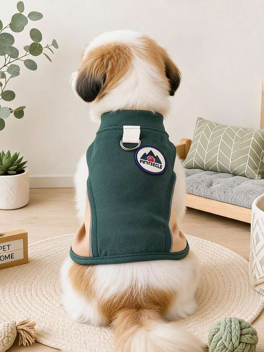 PETCIRCLE 1PC Pet Clothes Small Dog Puppy Cat Cute Soft Breathable Comfortable Outdoor Adventure Vest With Leash Attachment - Dark Green - Multicolor - View 1