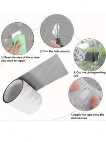 1PC Waterproof Self-Adhesive Window Screen Repair Tape, Dorm Door Curtain Insect Net Sticker, Damaged Window Screen Strong Repair Tape, 2m Long, 5cm Wide, Sticker, Wall Sticker, Home Decor Room Wall Decoration Personalized (Random Color) - A - View 4