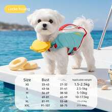 1pc Pet Dog Life Jacket Colorblock With Rescue Handle High Buoyancy Floating Vest Sporty For Summer Beach Pool Chin Rest Support Design - Yellow Bear - View 14