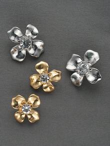 10pcs/Pack Flower Rhinestone Studded Personalized Elegant Metal Buttons, Decorative Buttons For Coats, Sweaters, Uniforms, Jackets, Suits, Cuffs, Collars, DIY Bags, Gifts, Gift Boxes, Handicrafts - Multicolor - View 13