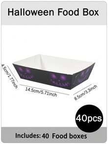 20/30/40pcs Purple Pumpkin Face Halloween Disposable Paper Food Boxes, Suitable For Cookies, Snacks, Popcorn, Fries, Candy Buffet, Dessert Table, Movie Night, Party Tableware Supplies - Purple Scary  Face - View 8
