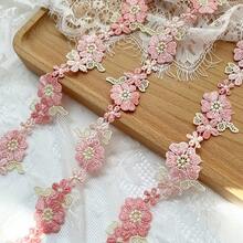 1 Yard Water-Soluble Lace Embroidery Sewing Accessory, Suitable For Clothing Accessories, Jewelry Necklace DIY Crafts, Floral Pattern Sewing Craft - Multicolor - View 1