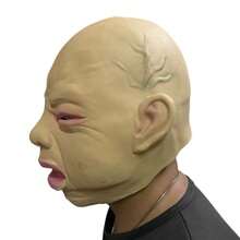 1pc Halloween Smiling Crying Face Mask, Full Face Head Cover, Halloween Party Haunted House Celebrity - Multicolor - View 9