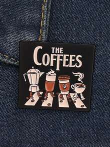 1pc Cartoon Coffee Pattern Brooch, Fun Metal Badge, Creative Decorative Brooch, Suitable For Backpacks, Suitable For Men And Women Daily Wear - Multicolor - View 4