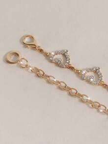 1pc Hollow Heart Rhinestone Waist Chain, Shiny Adjustable Body Chain, Women's Dress Accessory - Gold - View 7