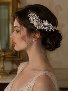 Handmade Iridescent AB Crystal Rhinestone Hair Comb, Gold Tone Bridal Hair Accessory For Women, Suitable For Wedding, Bridesmaid, Prom, Party And Formal Occasions - Color - View 6