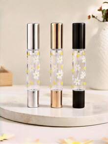 2-In-1 Dual-Head Perfume Refillable Bottle, Roller Ball + Spray Dual Function, Transparent Minimalist Printed Design, Available In Black, Silver, Gold Cap, Leak-Proof And Durable, Suitable For Perfume, Cologne, Essential Oil, Essential For Work, Travel And More - Multicolor - View 3