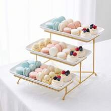 3-Tier Gold Fruit & Dessert Display Stand, Pastry Rack, Buffet Display Rack, Wedding & Birthday Party Dessert Display Stand - Multicolor - View 11