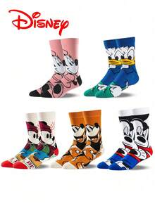 1/5/10 Pasang Kaos Kaki Pria Disney Minnie & Mickey Nyaman Setengah Betis Gaya Halloween Hadiah untuk Pemakaian Sehari-hari - MultiWarna - View 1