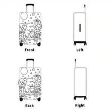 1PC Cartoon Hippo Print Luggage Cover With Manual Doodle Colors. Fits Luggage From 18-32 Inches; Dust And Elastic Travel Accessories To Effectively Protect Your Luggage,Travel Essential - View 7