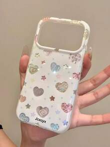 時尚彩色愛心星星箔紋手機殼，適用於 iPhone 17 Pro Max 17 Pro 16 Pro Max 16 Pro 16 15 Pro Max 15 Pro 15 14 Pro Max 14 Pro 14 13 12 Pro Max 13 12 Pro 11，可愛純色防震保護殼 - 彩色愛心 - 查看 4