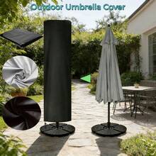 Nathdy 210D Black Waterproof Sun Umbrella Cover With Zipper Design, Dustproof, Waterproof And UV Resistant, Suitable For 6 Sizes Of Outdoor Sun Umbrellas - Black - View 2
