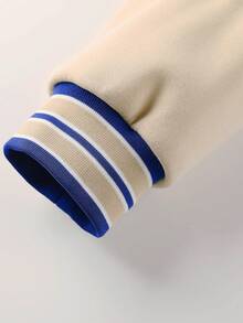 Men's Letter & Number Pattern Baseball Collar Casual Daily Long Sleeve Sweatshirt - Blue - View 8