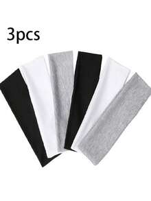 3pcs 9.31inch/23.5cm European & American Style Yoga High Elasticity Sports Headbands, Black White Gray 3 Colors Daily Versatile, Fitness Sweat-Absorbing Hairbands, Non-Slip Headbands, Suitable For Women - Multicolor - View 7