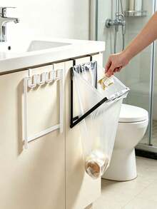 1pc Foldable Trash Bag Holder Stand Minimalist Hanging Plastic Bag Organizer Rack Kitchen Storage Shelf Space-Saving Portable Wall Mount Easy Installation Without Drilling Bathroom Home Organization Accessories - Multiple Styles - View 5