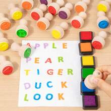MN-047 English Alphabet Early Education Cognition Cards Preschool Enlightenment Elementary Learning Cards Solid Wood Stamp Toy - Multicolor - View 11