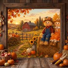 1pc 2D Flat Autumn Pumpkin Haystack Lantern Path Cozy Charming Backdrop, Birthday Halloween Thanksgiving Decoration, Suitable For Indoor Photo Background, Party Decor, Home Decoration, Harvest Theme - 1 - View 17
