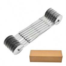 3/5/7 Wheel Pizza Cutter Dough Divider Knife, Flexible Pizza Baking Scraper Stainless Steel Baking Tool - Silver - View 15