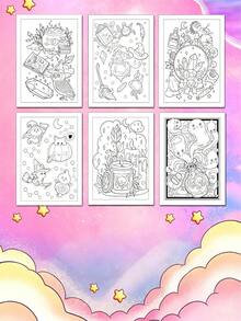 1pc (Cute Witch Series) Coco Spiral Notebook, Suitable For Adults And Teens, Cartoon Comfortable Cute Thick Line Minimalist Pattern Wyo Coloring Book Watercolor Sketchbook, Children's Toy, Slow Pace Stress Relief Time-Killing, Holiday Gift - Cute Witchy Accessories - View 3