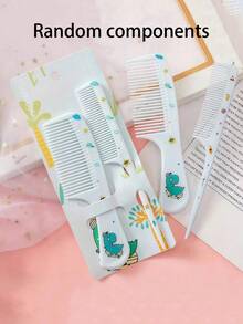 1set Cartoon Hair Comb Set For Kids, Babies With Animal Design, Random Package - Blue - View 2