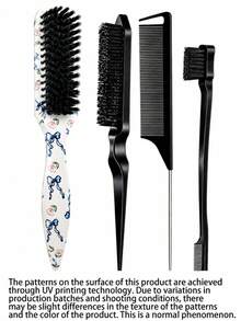 1pc Unisex Plastic Hair Brush/Beard Brush Smooth Detangling Soft Bristle Styling Comb Fragrance-Free Professional Hairdressing Comb Suitable For Creating Smooth Ponytails, Braids And Beard Styles Shapeable Portable Durable No Power Required Ideal Hair Accessory Tool For Men And Women Recommended As Christmas Gift - Multicolor - View 11