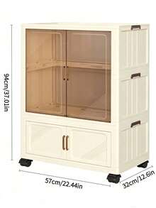Foldable Plastic Storage Cabinet With Wheels, 4-Tier/3-Tier Stackable Closet Organizer, Free Standing Clothes Toy Storage Wardrobe For Bedroom Living Room, Space-Saving Freestanding Storage Cabinet, Suitable For Bedroom Home Decor - View 9