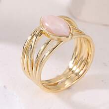 Wide Multi-Layer Hollow Eye-Shaped Women's Ring, Lazy Minimalist Style, Suitable For Daily Wear, Dating, Photography, Eye-Catching Finger Ring - Gold - View 3