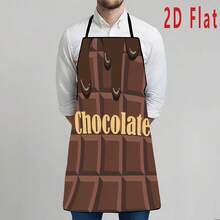 1pc 2D Flat Chocolate Design Printed Apron, Durable And Easy To Clean, Adjustable Waistband, Polyester Material, Unisex Cooking Apron, Perfect For Parties, Outdoor BBQ, And Gift For Friends - Multicolor - View 8