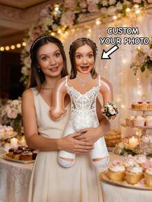1pc Personalized Wedding Party Inflatable Blow Mold Prop - Customized Photo Wedding Celebration Decoration, Fun Bride & Groom Party Accessory, Suitable For Reception, Engagement Party, Bridal Shower, Anniversary, Special Occasions - Multicolor - View 2