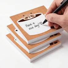 3 Packs 150 Sheets Coffee Cup Raccoon Sticky Notes, Cute Japanese Style Self-Adhesive Reminder To-Do List Pads For Students, Office And Home - 75 X 75 mm - View 4